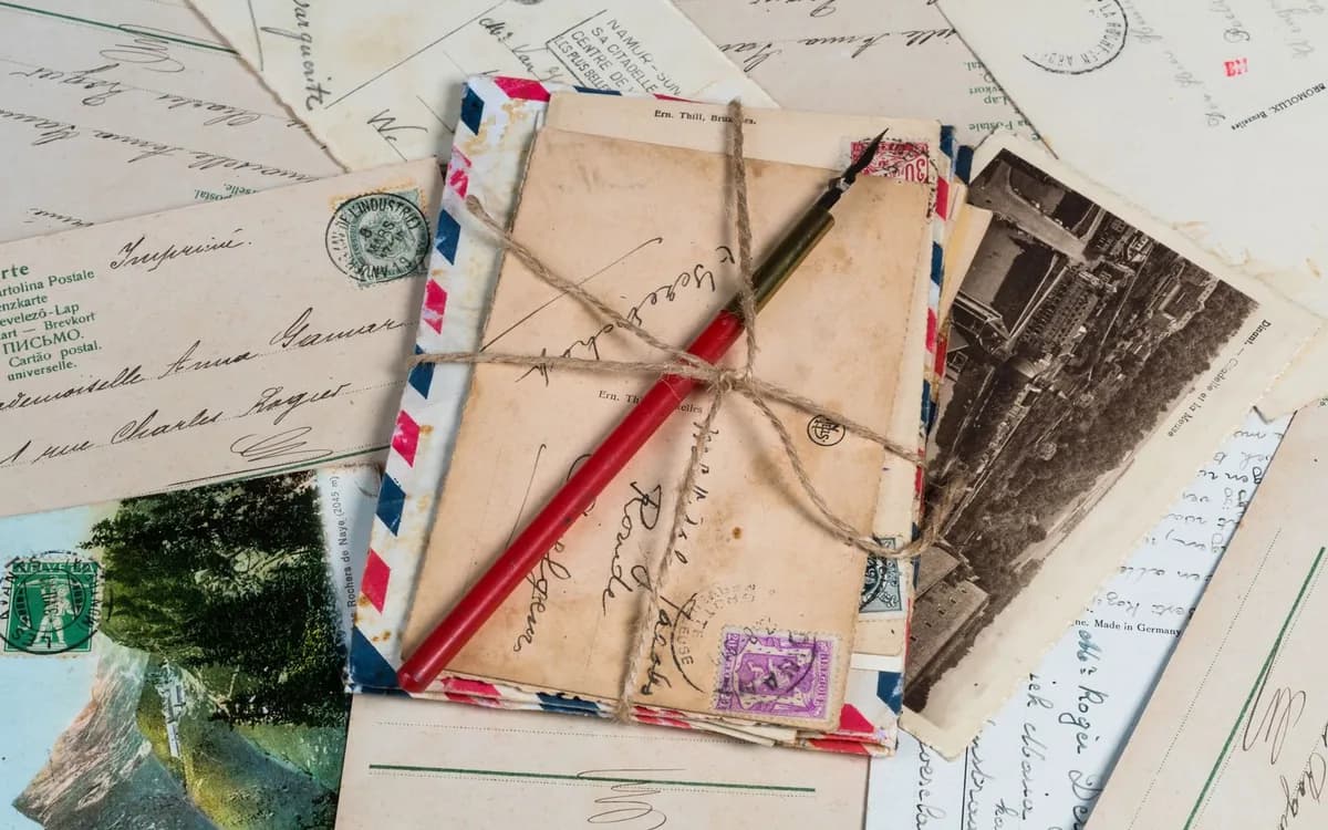 Foto ilustrativa de cartas e envelopes antigos; não representa o acervo dos Correios brasileiros.